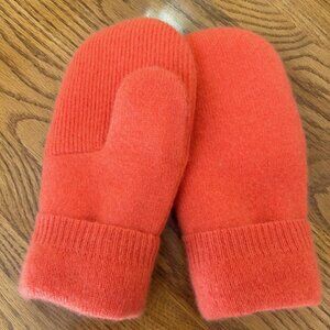 Orange Felted Cashmere Mittens handcrafted from Repurposed Sweater.